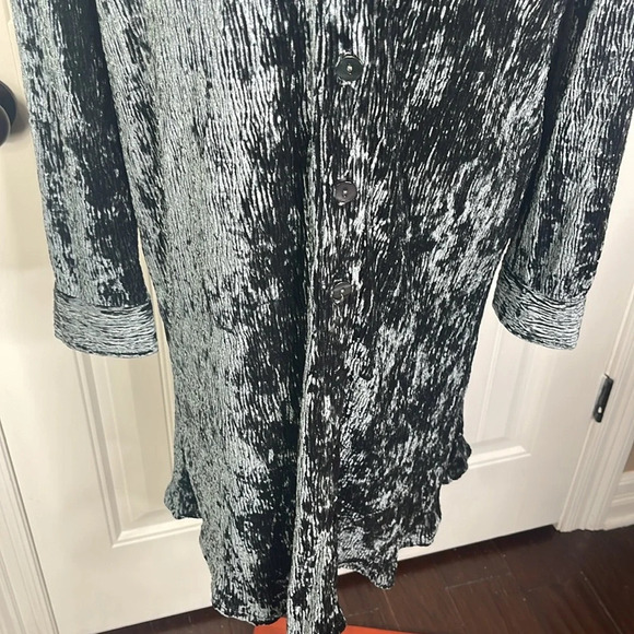 SOFT SURROUNDINGS Women's Maxime Soft Velvet Crinkle Shirt Dress Size PM/Blue - Picture 8 of 12